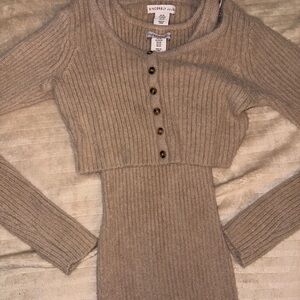 Sincerly Jules Women's Tan Sweater Dress